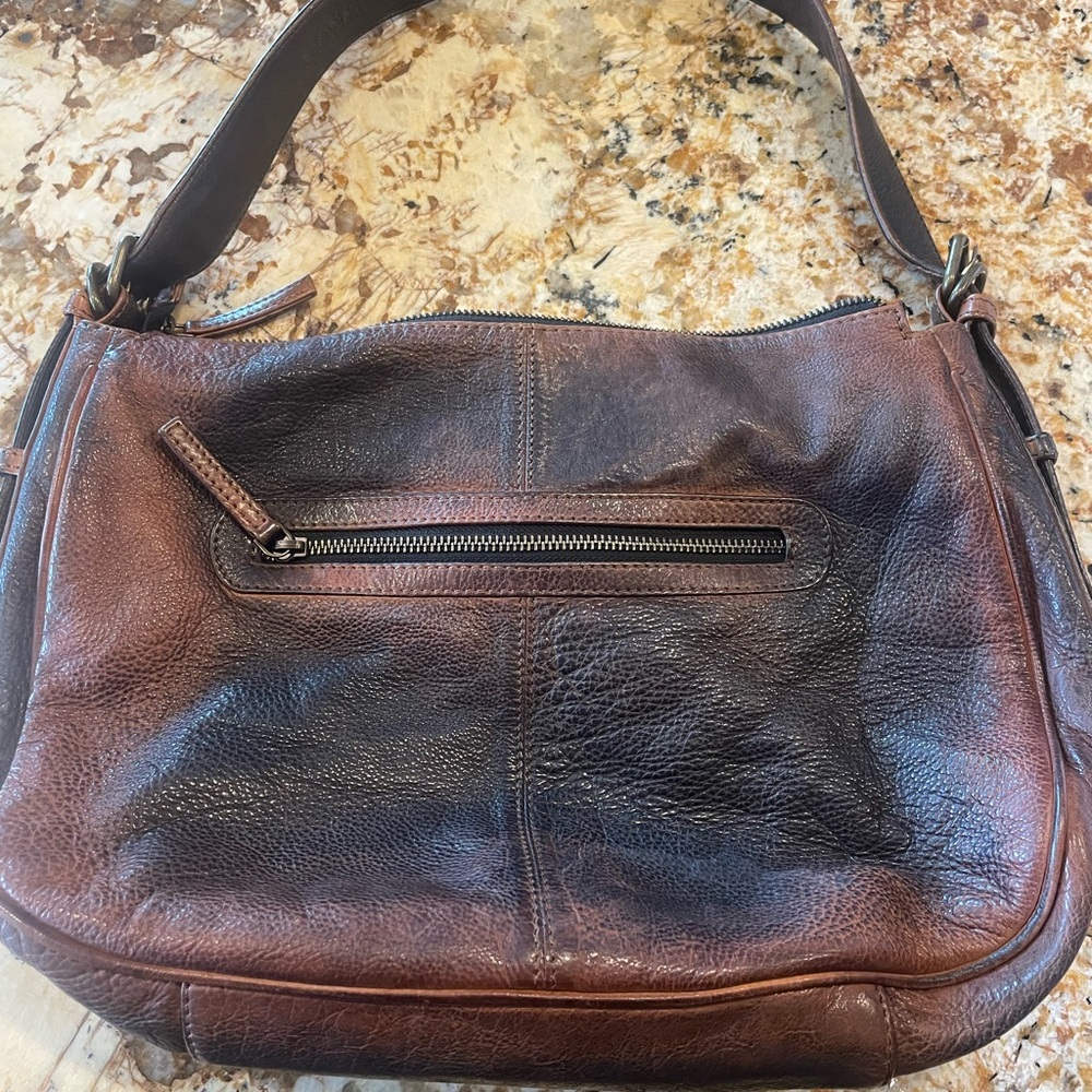 Sundance Black distressed leather Tote with Brown Leather Trim (distressed look)